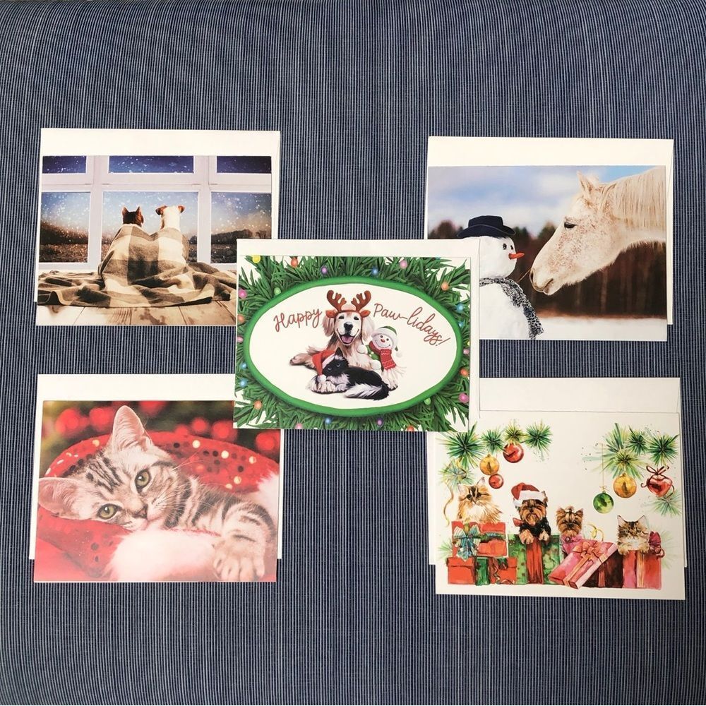 Five (5) Animal Holiday Cards